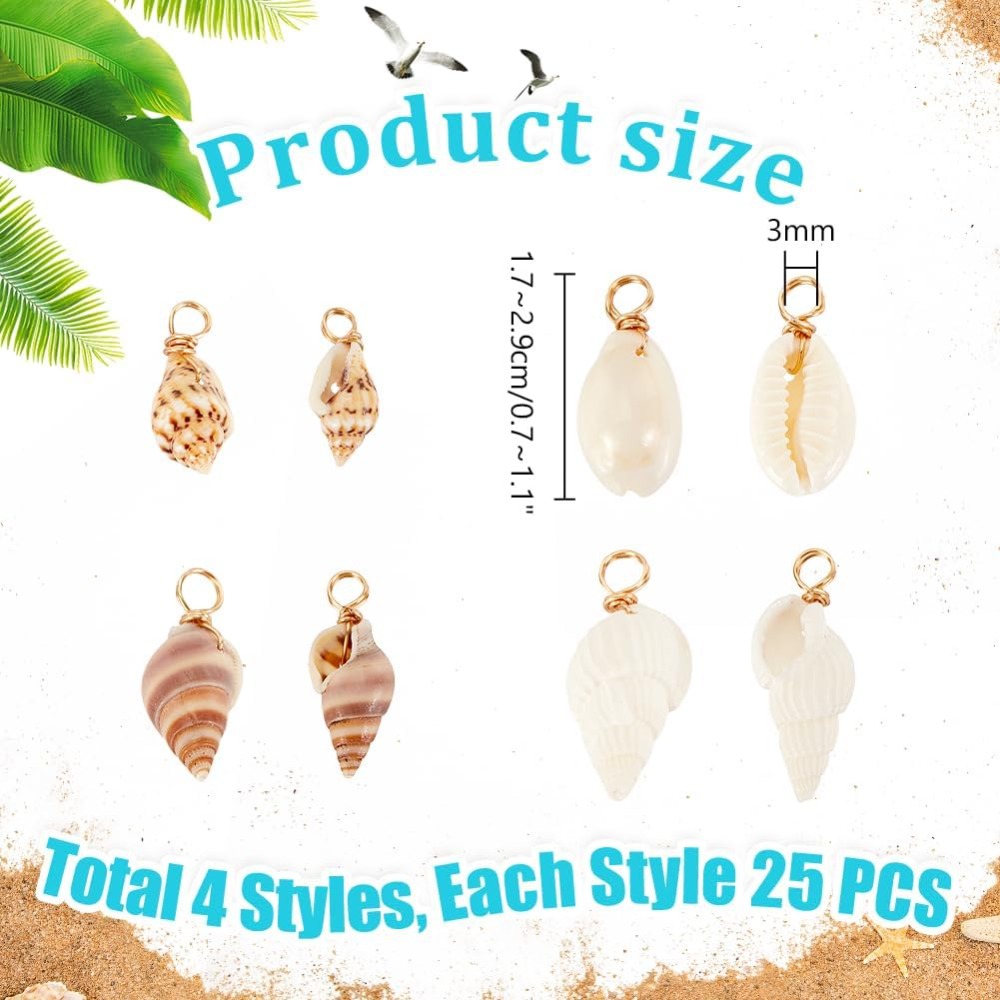 100pcs 4 Styles Natural Shell  - đánh giá và giá Jewelry Making Tutorials
